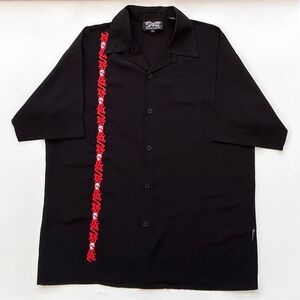 Vintage Y2K Dragonfly Clothing Company Embroidered Tribal Skull Shirt Men’s L